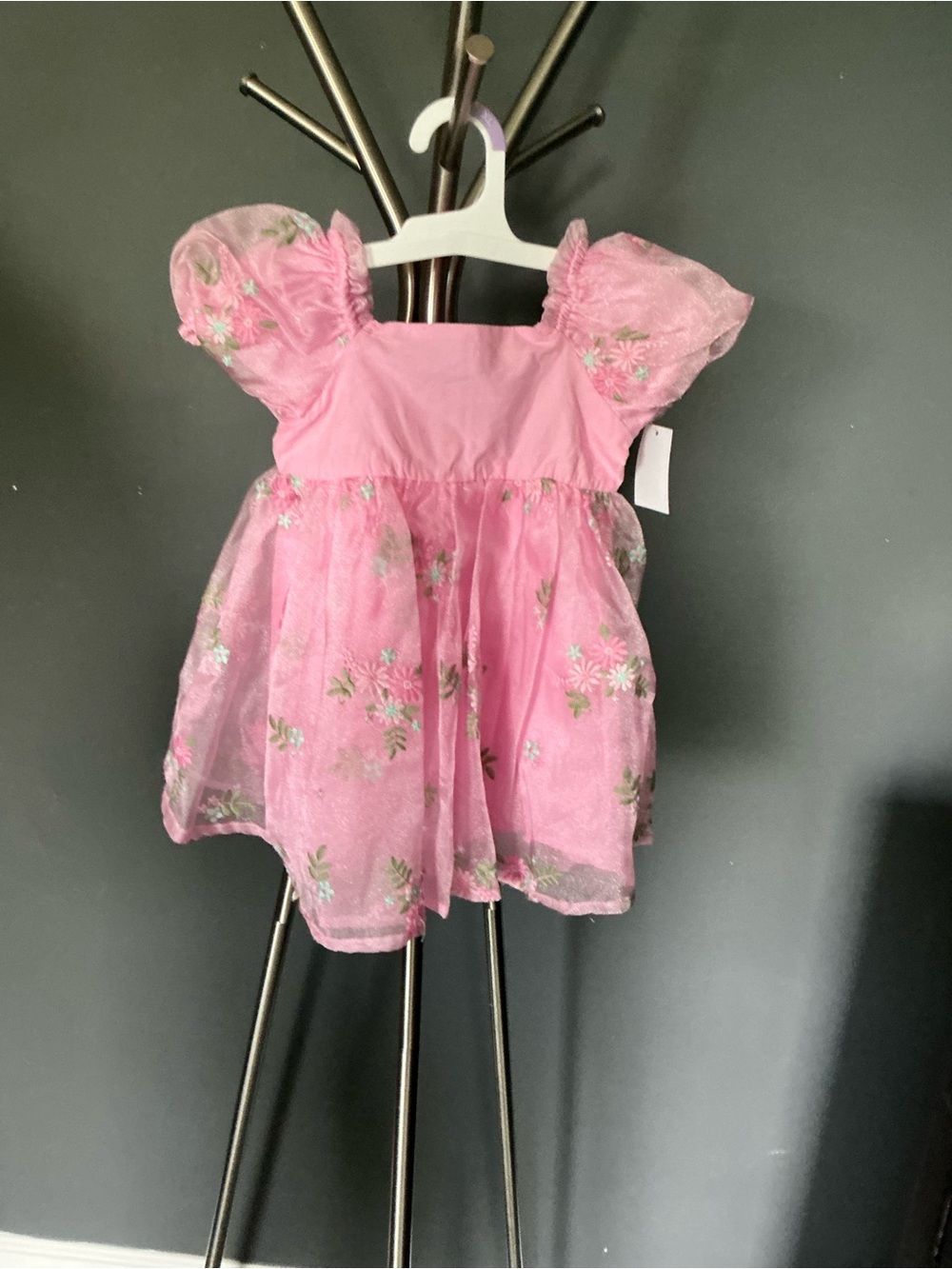 Pink Floral Organza Girls' Formal Dress